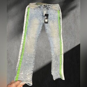 Waimea W30 L32 stretch denim skinny neon strip distressed & washed men’s jeans